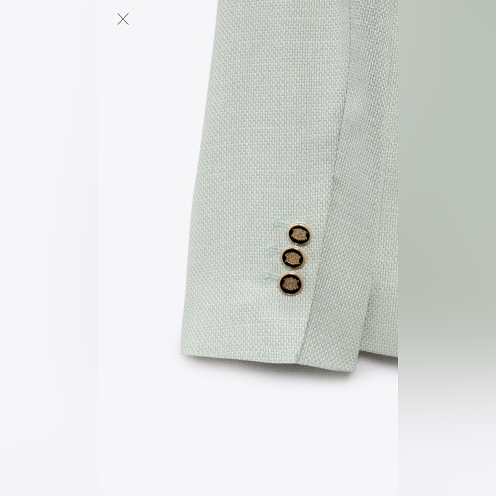150$$ NWT Zara Light Green Double-Breasted Blazer –Size Large - Picture 9 of 16